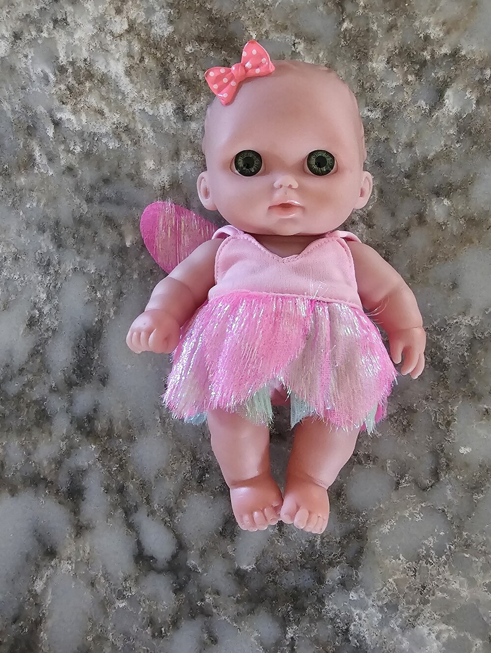 JC Toys Lil Cutesies 8.5" Fairy Baby Doll Pink Bow Outfit Green Eyes Vinyl